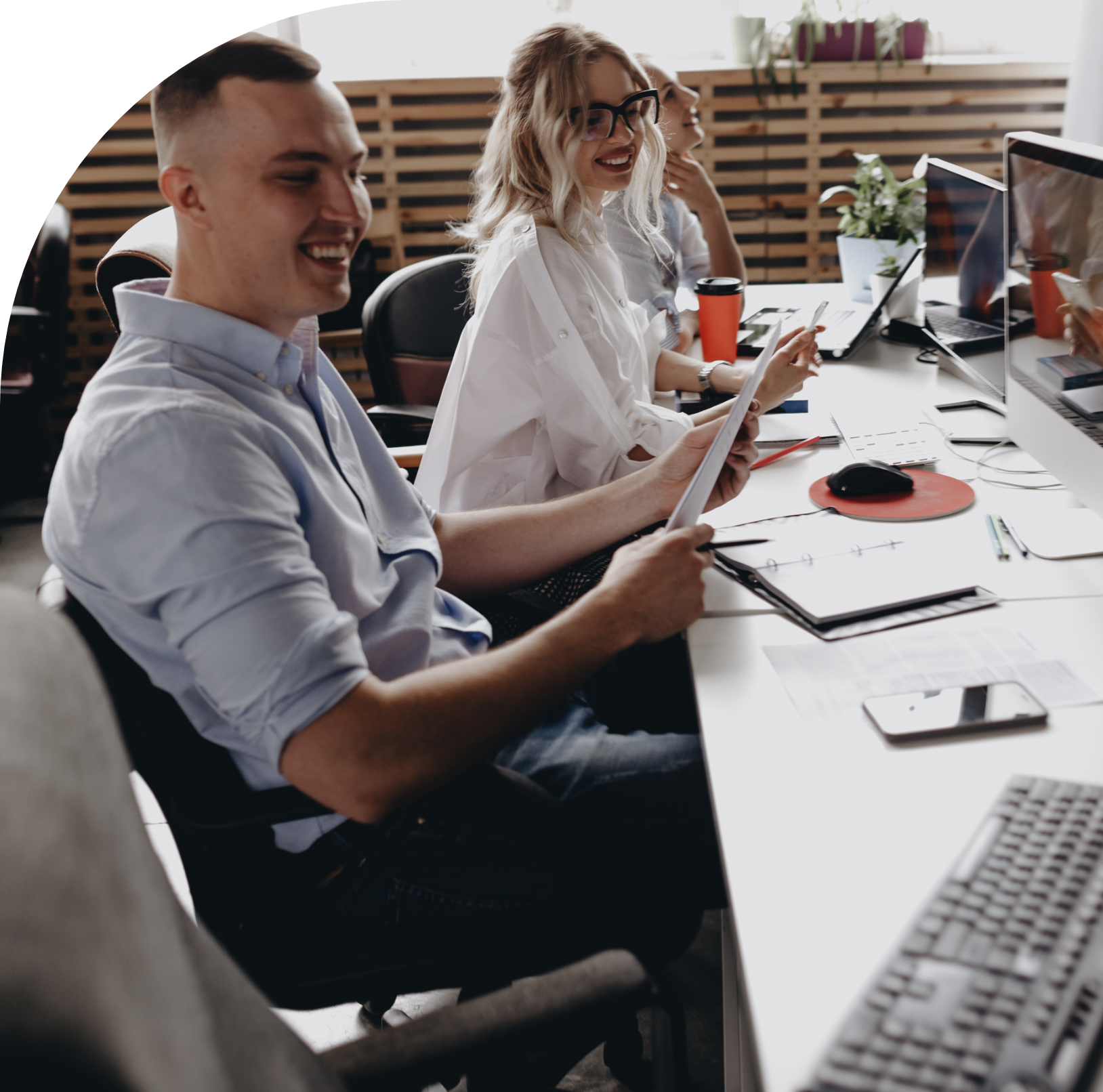 Team working together in an office