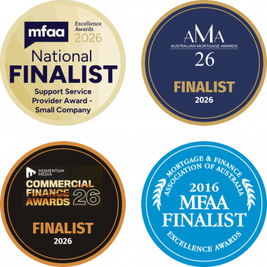 Inject award finalist badges: MFAA Excellence Awards 2026 National Finalist, Australian Mortgage Awards 2026 Finalist, Commercial Finance Awards 2026 Finalist and MFAA 2016 Finalist